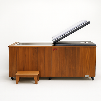 Cold Plunge Tub Built for Daily Recovery, Cedar Cabinet, Stainless Steel Basin, 1.5 HP Chiller