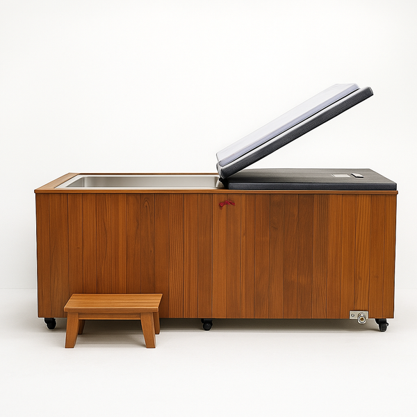 Cold Plunge Tub Built for Daily Recovery, Cedar Cabinet, Stainless Steel Basin, 1.5 HP Chiller